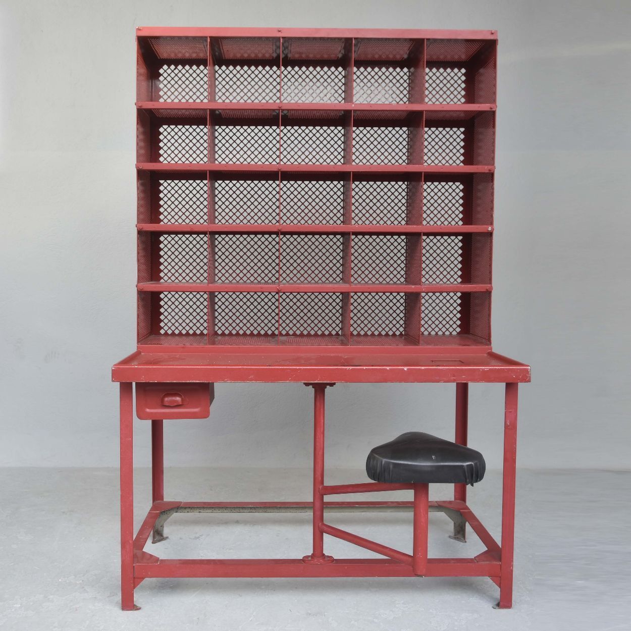 Red Tolix industrial style postal sorting locker