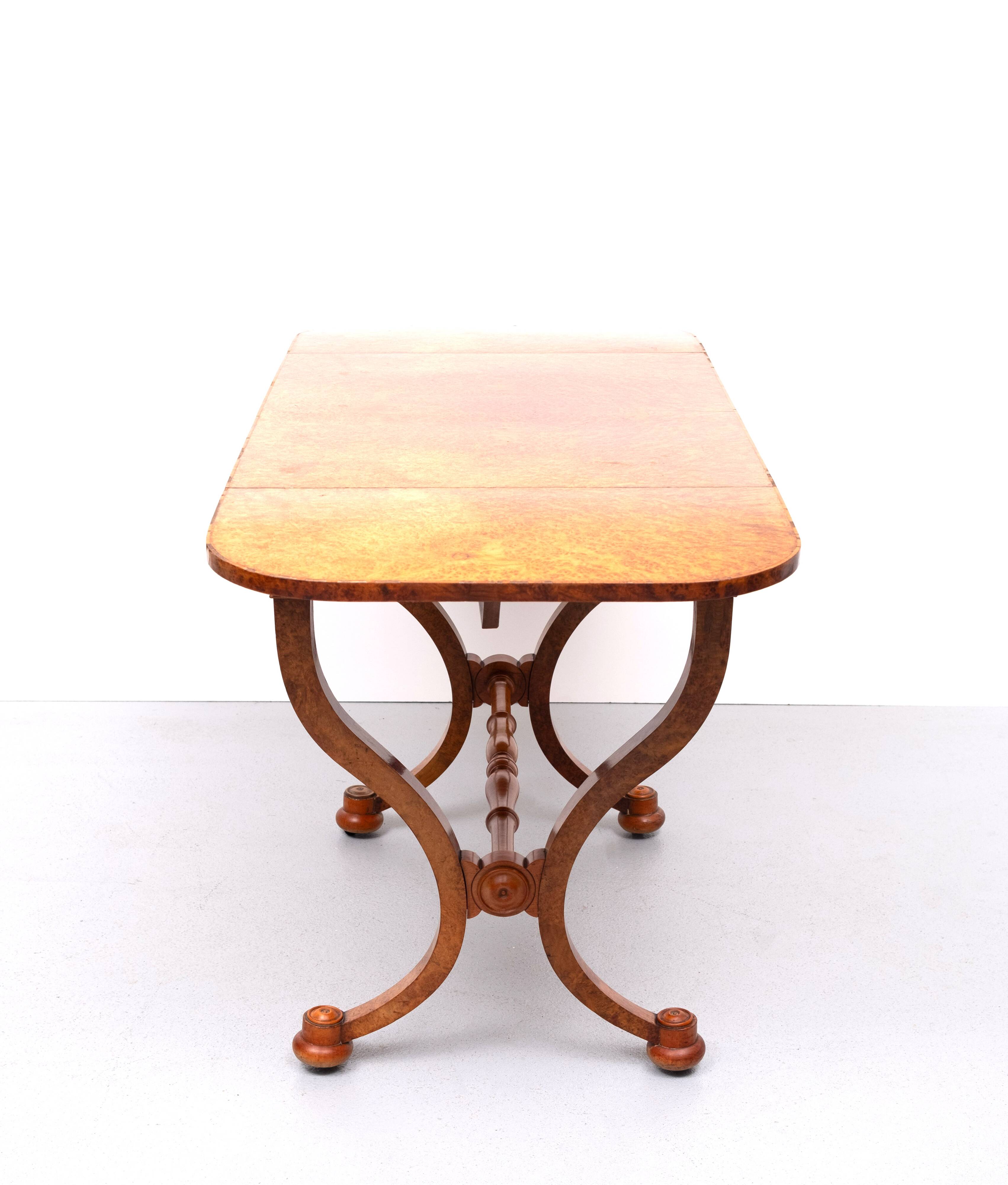 Antique Dutch Empire Burl Wood veneered desk or sofa table