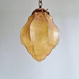 Art Deco pendant light in amber crackled glass, 1920s-30s