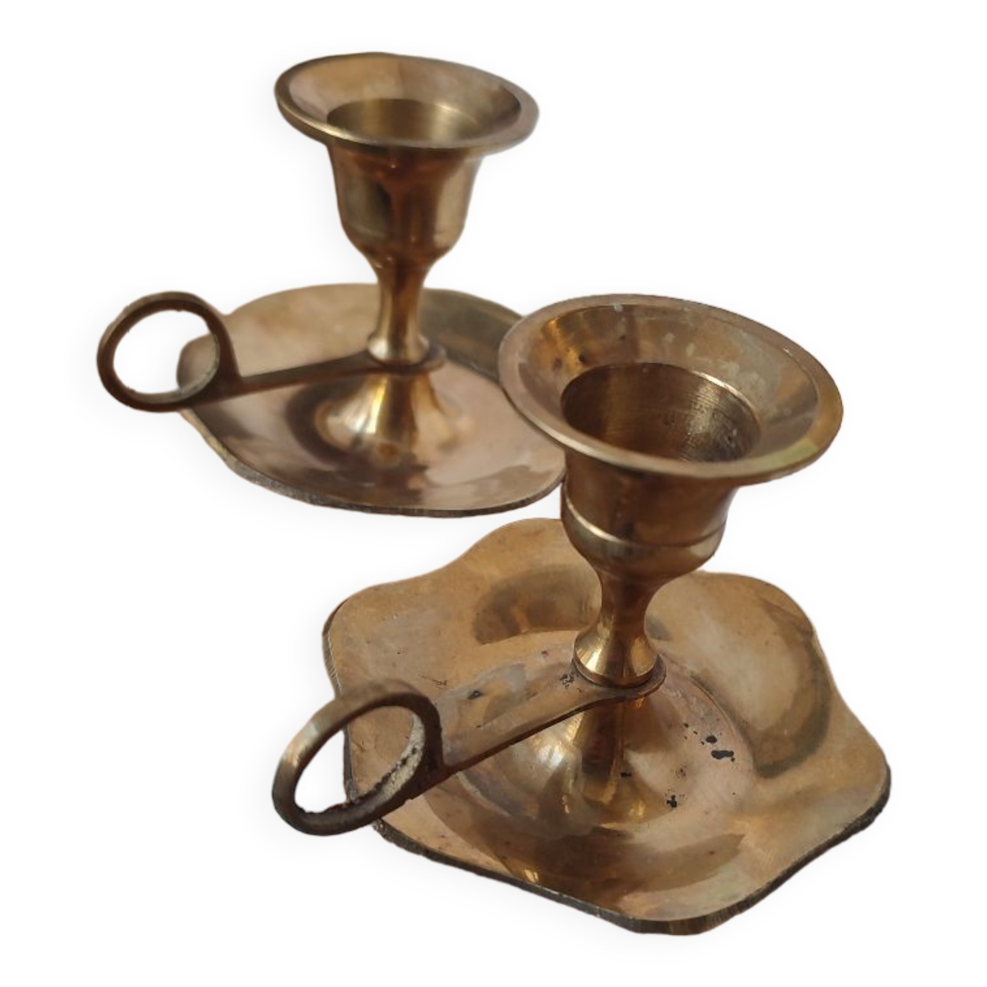 Brass hand candle holder