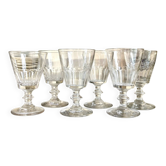 6 verres à pied en cristal ciselé