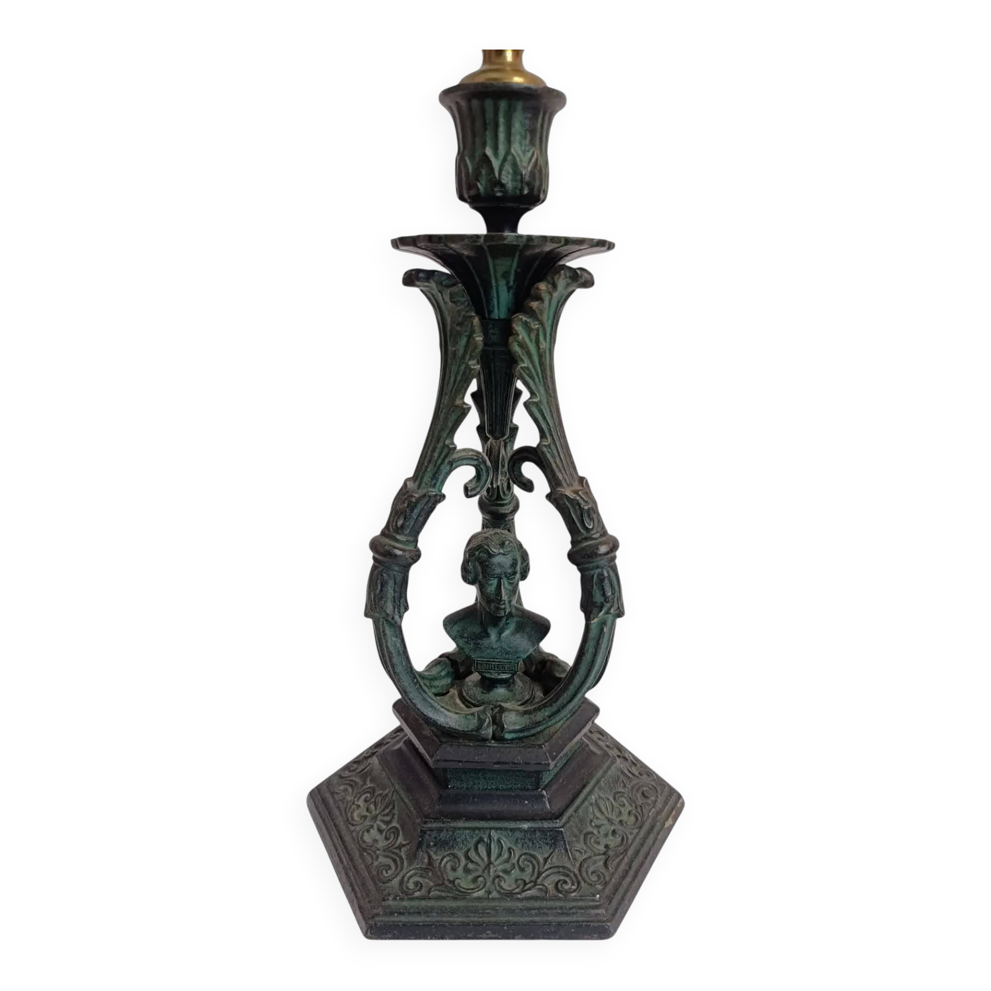 Chandelier lamp Schiller, cast iron and brass, Germany 19th century