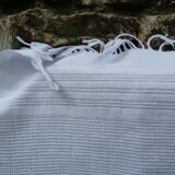 Old towel in white bee-niz cotton and red embroidery EM