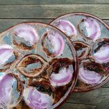 2 majolica oyster plates, Vallauris