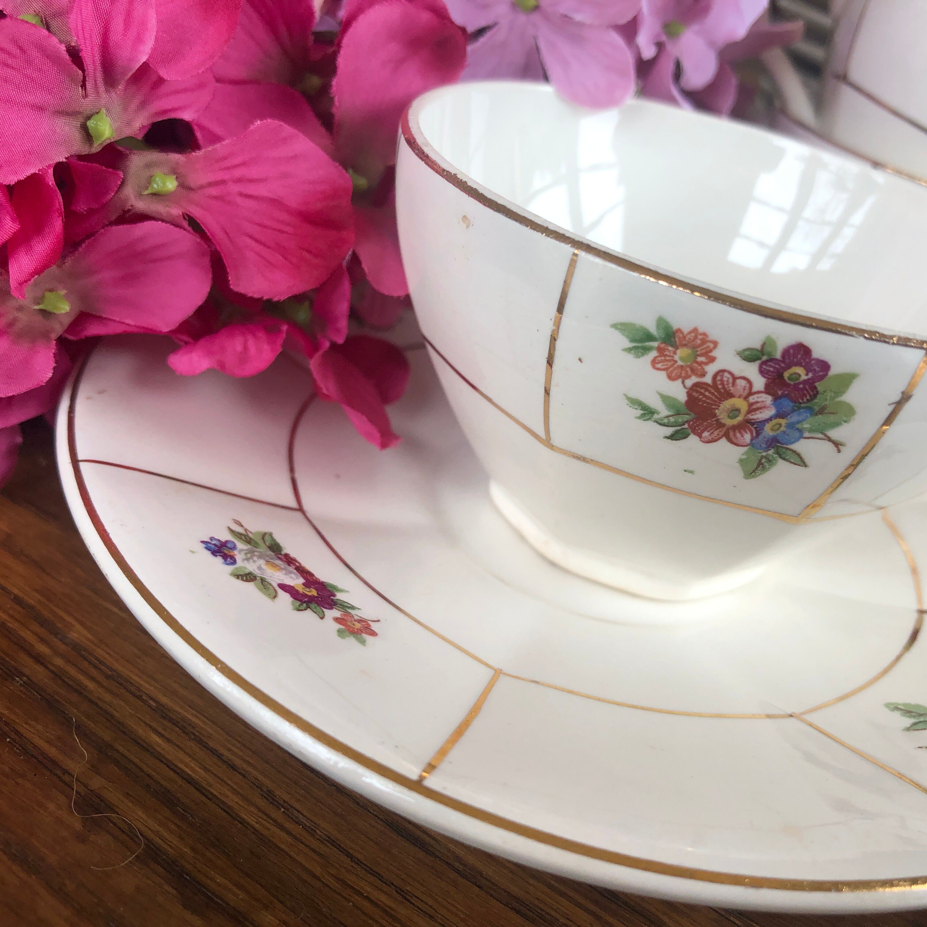 Set of 9 cups Prado Digoin and Sarreguemines