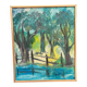 Original Swedish Oil On Canvas – “Forest Gate” By Stig Allan – Vintage & Framed – 57 × 49 Cm