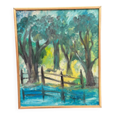 Original Swedish Oil On Canvas – “Forest Gate” By Stig Allan – Vintage & Framed – 57 × 49 Cm