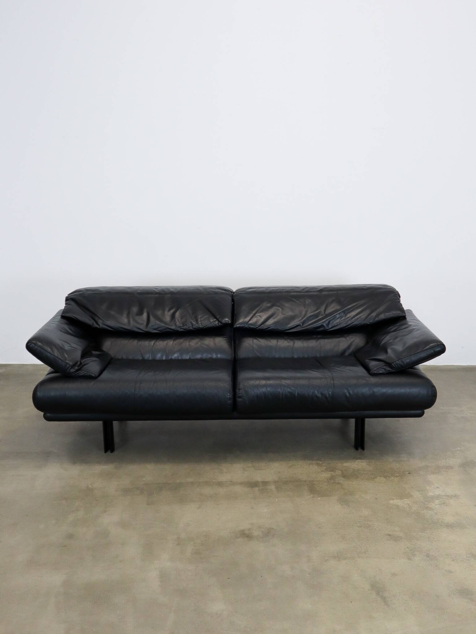 Black leather Alanda sofa by Paolo Piva for B&B Italia, 1980s