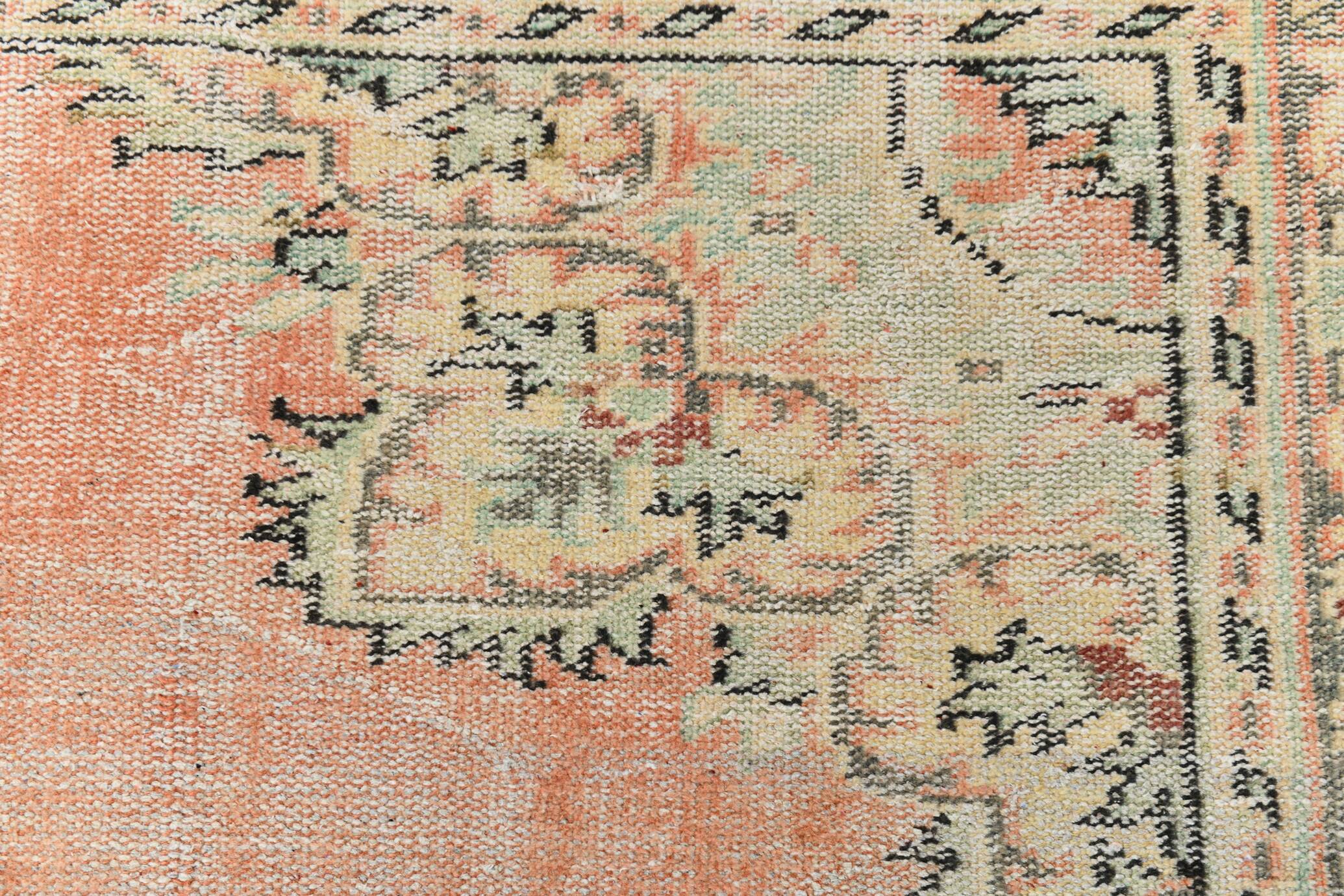Vintage Salmon & Beige Classic Turkish Rug, 185x291Cm