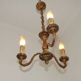 French Antique Art Nouveau Style 3-Light Quality Bronze Chandelier