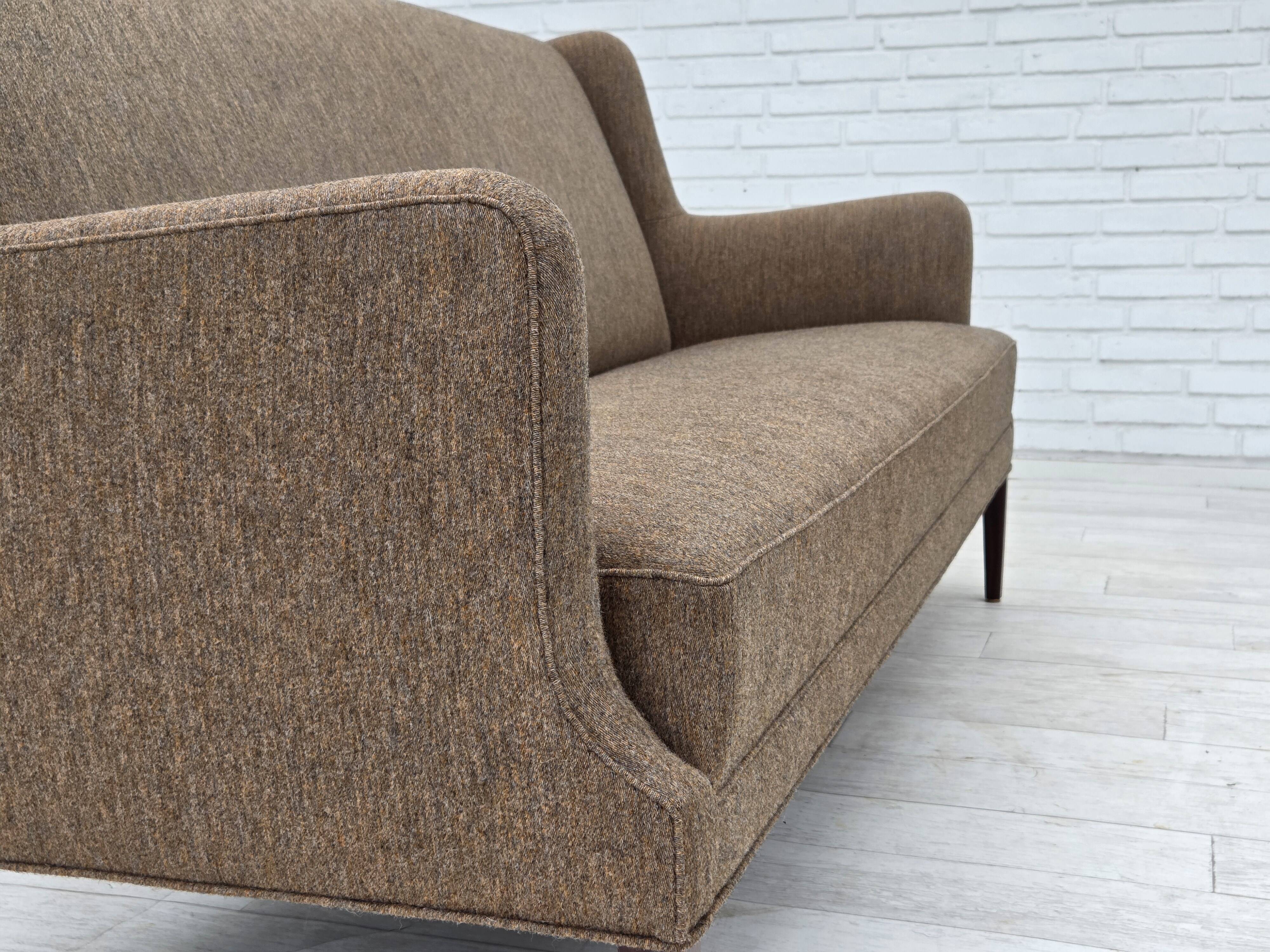 1960s, Danish 3-seater sofa, furniture wool, teak wood.