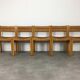 Set of 5 chairs in wood and straw, 60s