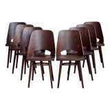 Set of 8 Mid Century Modern Dining Chairs by Radomir Hofman for TON, Model 514