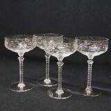 4 Libbey Rock Sharpe Crystal Champagne Coupes