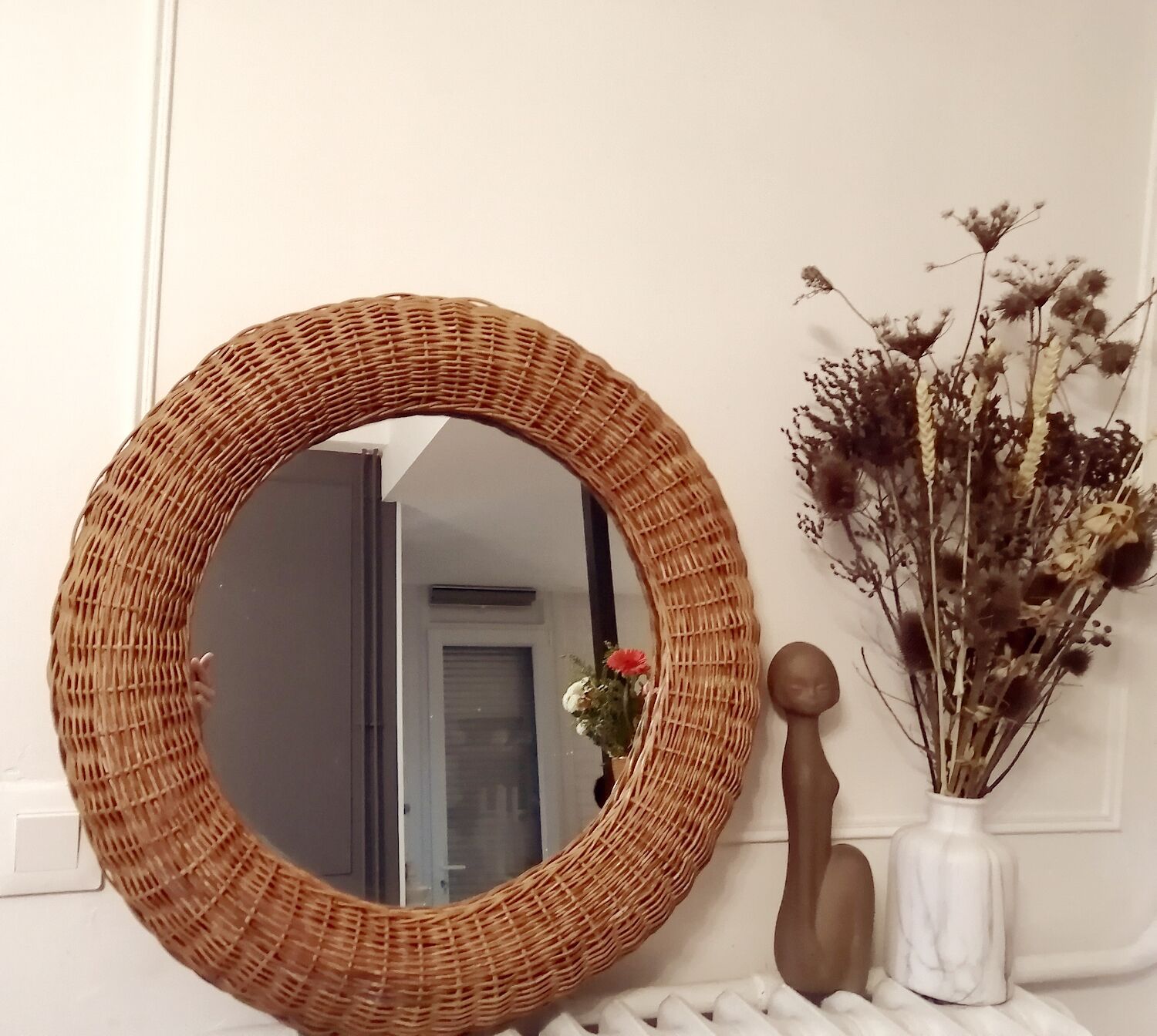 Vintage rattan mirror