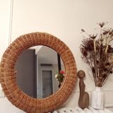 Vintage rattan mirror