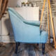 Vintage toad armchair blue velvet 70s