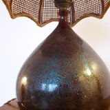 Superb ancient japanese bronze lamp and rattan