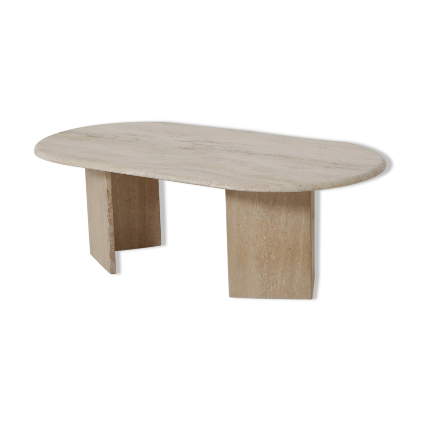 Oval travertine coffee table