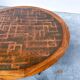 Vintage Wooden Coffee Table with Engraved Brass Top – 1970s