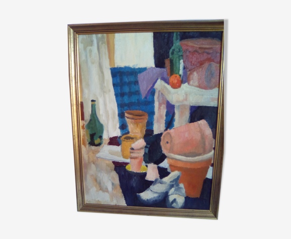 Tableau ancien peinture à l'huile sur bois