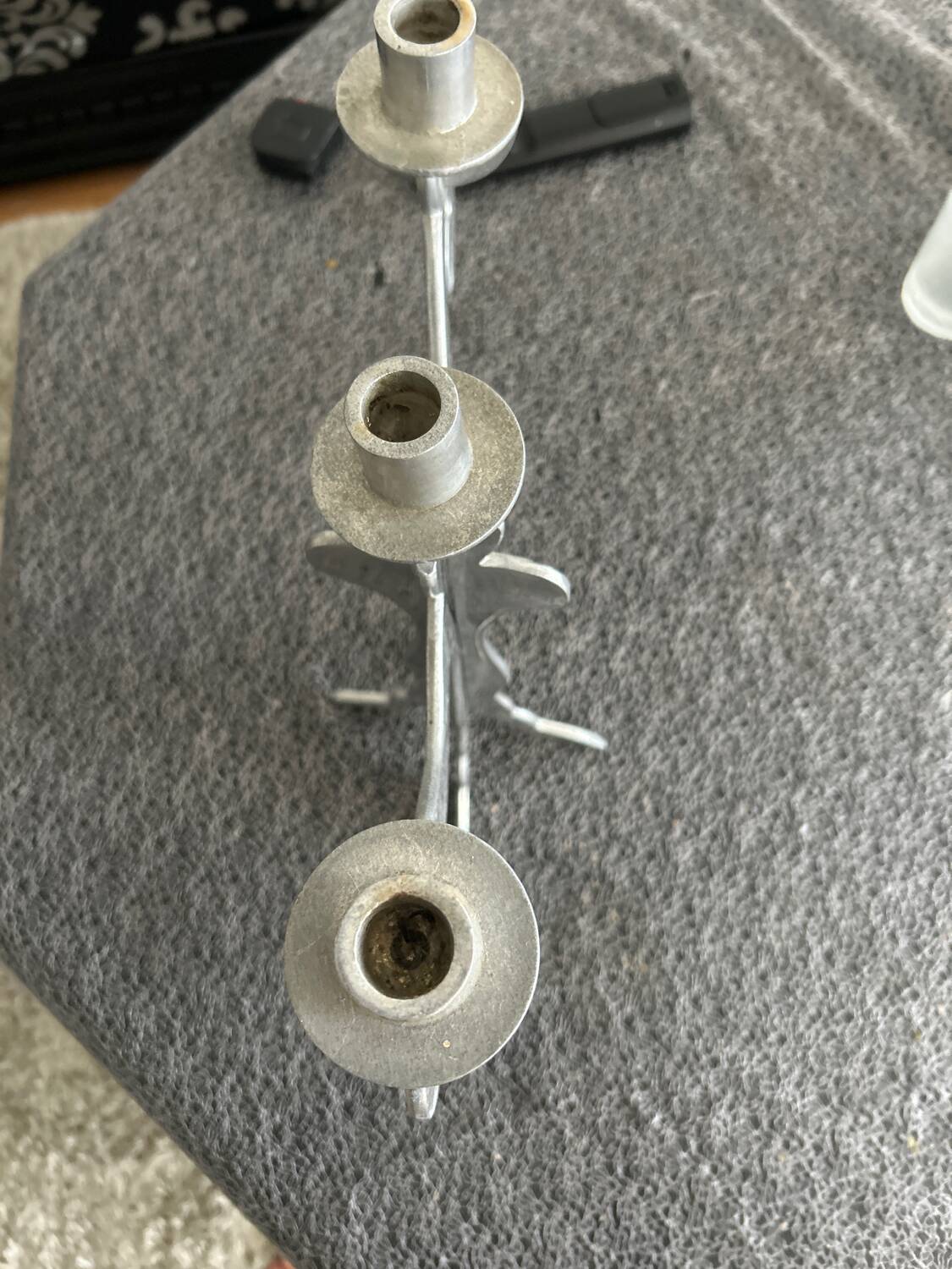 Three-light silver-plated candlestick