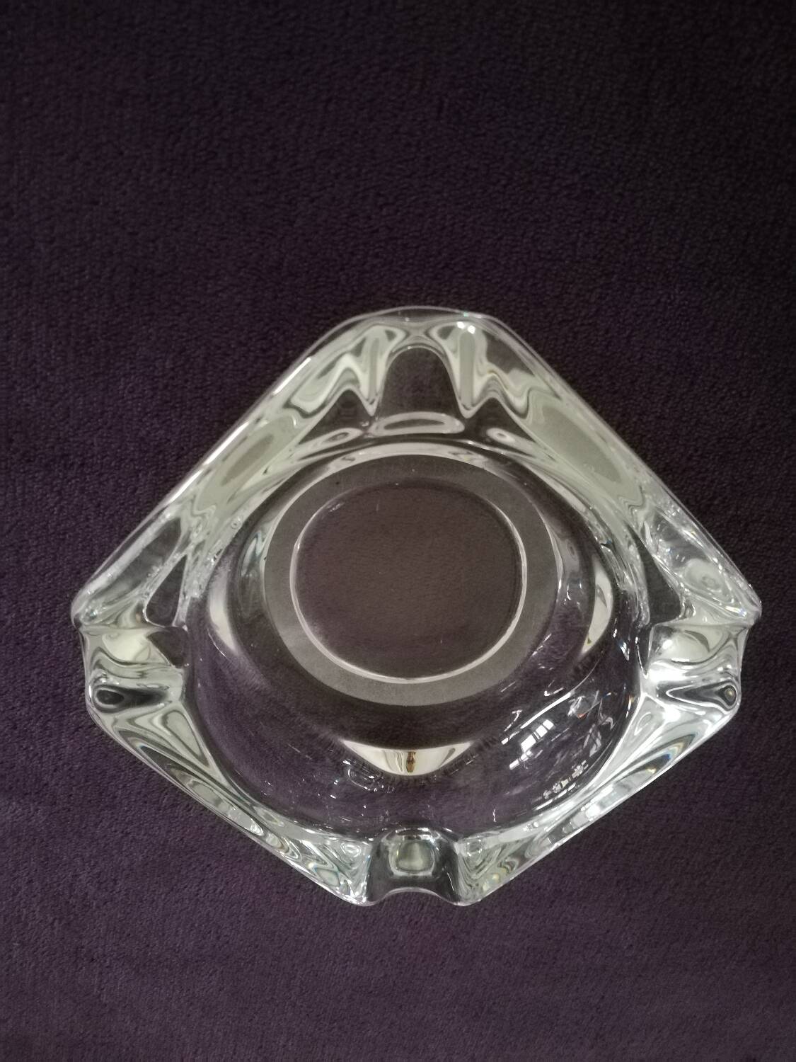 Square solid glass ashtray