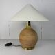Large midcentury pencil reed rattan bamboo and brass table lamp Italy 1970s