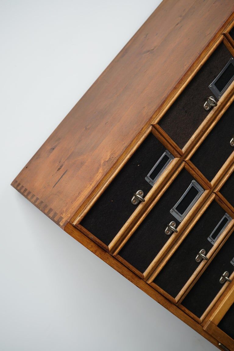 German industrial apothecary cabinet in oak and pine, mid-20th century