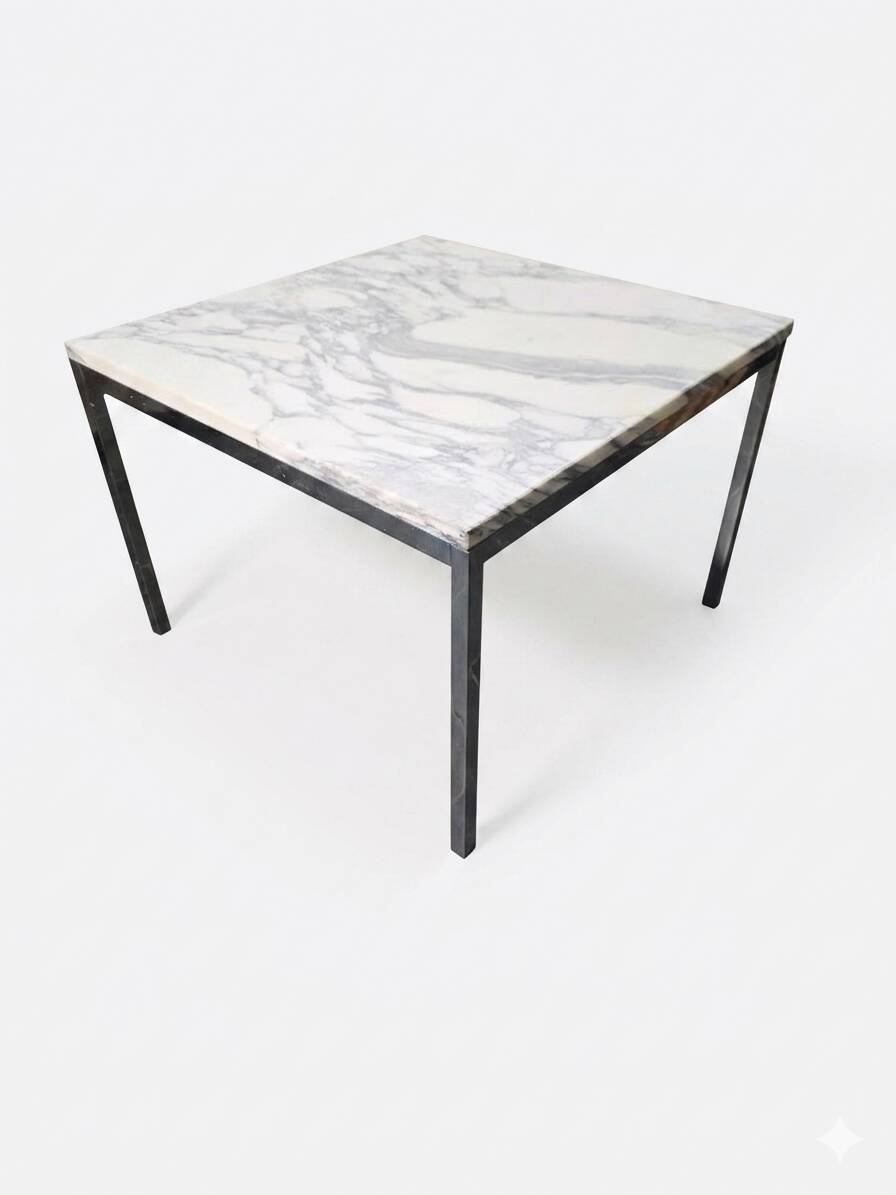 Table basse Roche Bobois en métal chromé dessus marbre,  1970