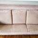Vintage pink velvet bench sofa, 1960