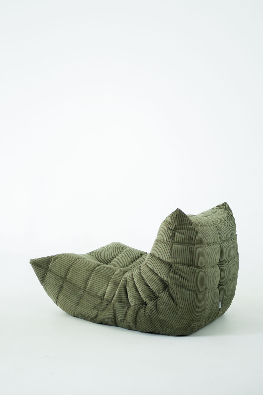 Togo Armchair and Pouf in Khaki wide Corduroy