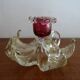 Bougeoir fleur verre  Murano poudre d'or
