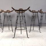 Vintage spanish wrought iron bar stools, 1960s - set of 6