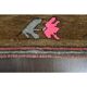 Handmade Turkish Vintage Oushak Runner Rug Pink Green Runner 105x327