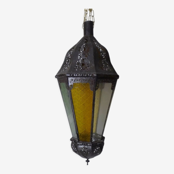 Lanterne suspension orientale marocaine forlk art ethnique vitrail