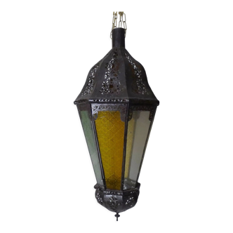 Lanterne suspension orientale marocaine forlk art ethnique vitrail