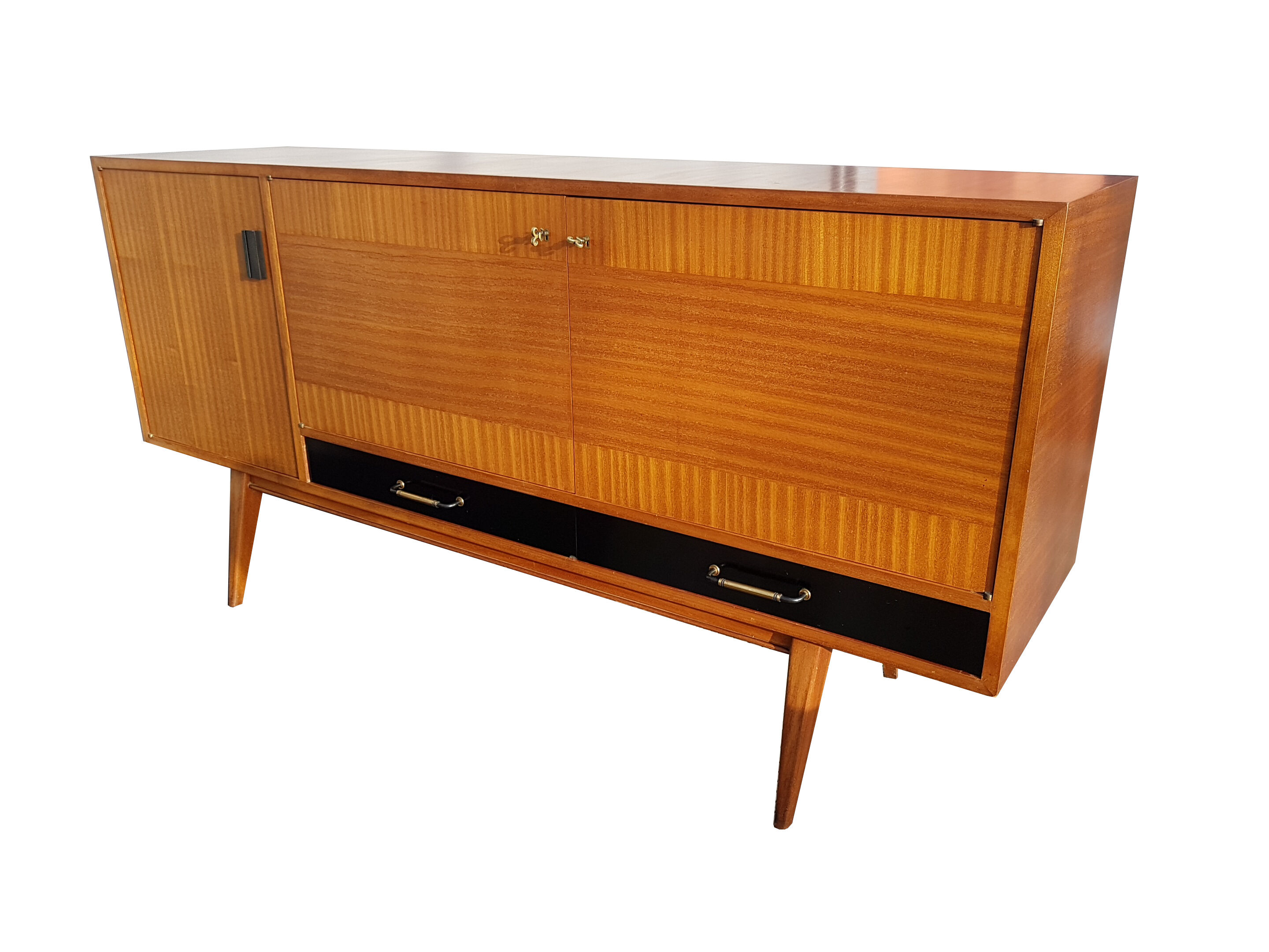 Sideboard in teck and formica black design Charles Ramos