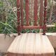 Chaise de Nourrice Napoléon III en  bois foncé vernissé assise tissu rayé 1