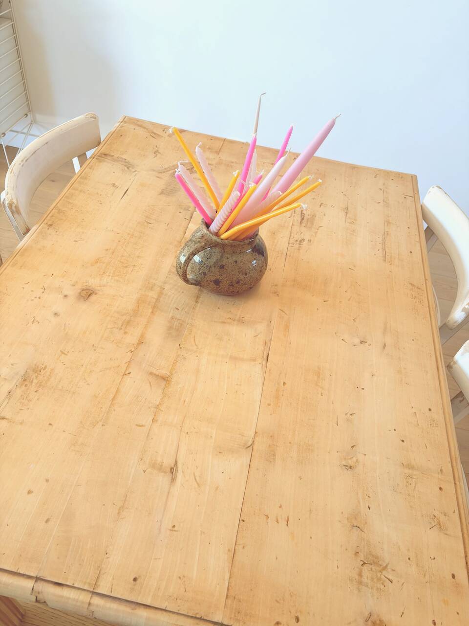 Art Deco sanded raw wood table
