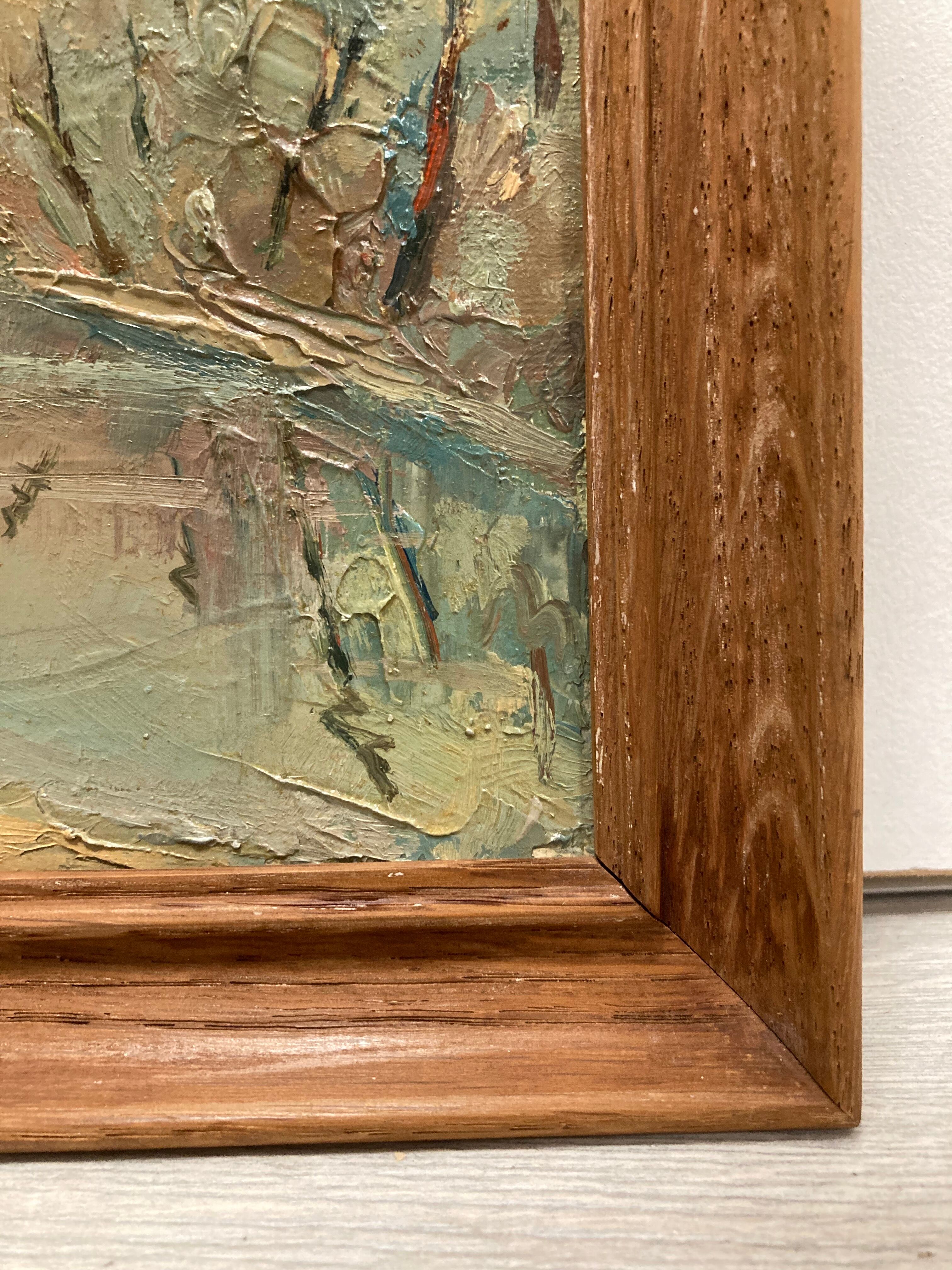 Oil on framed cardboard