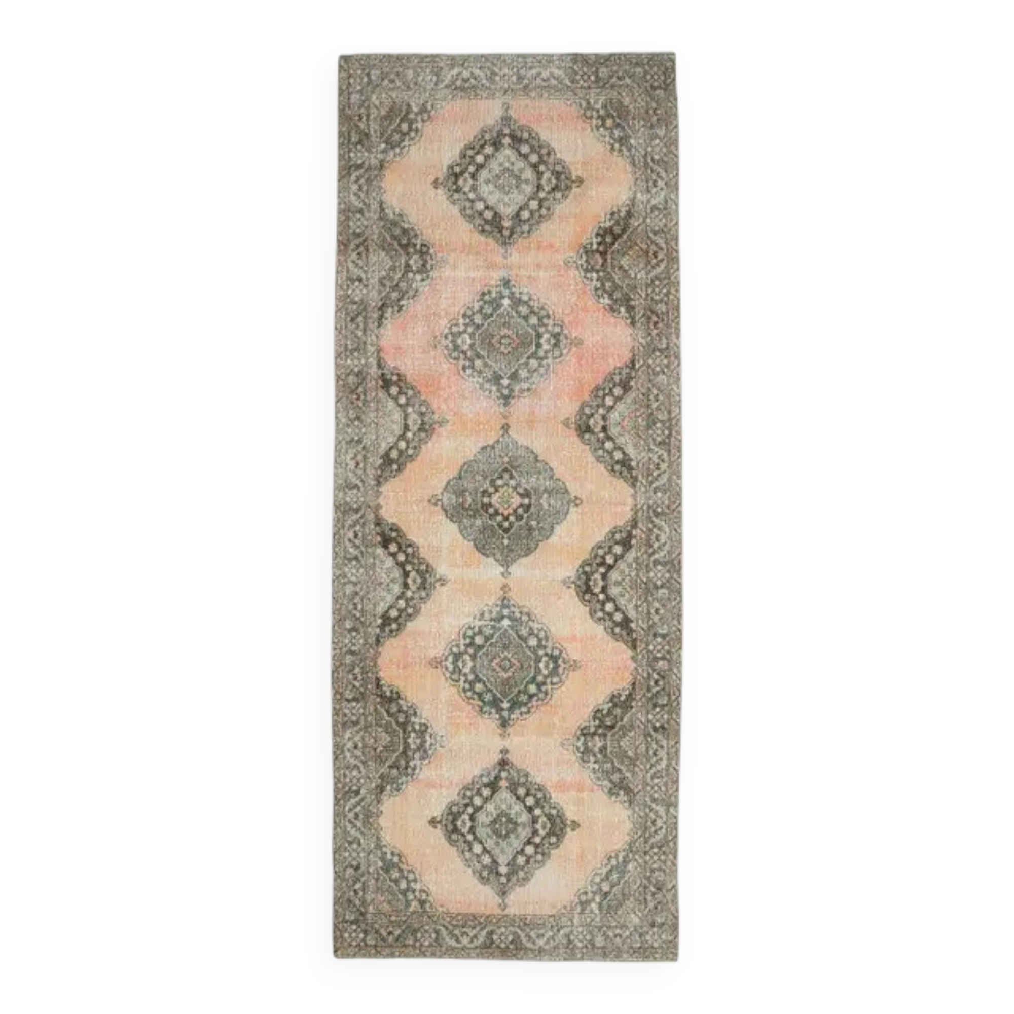 1960s Turkish hand-knotted runner rug 145x385