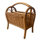 Vintage bamboo rattan magazine holder 70s