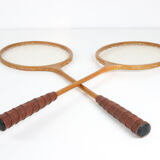 Vintage Wooden DDR Badminton Rackets, set of 2