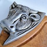 Old cutting board log wood deco metal