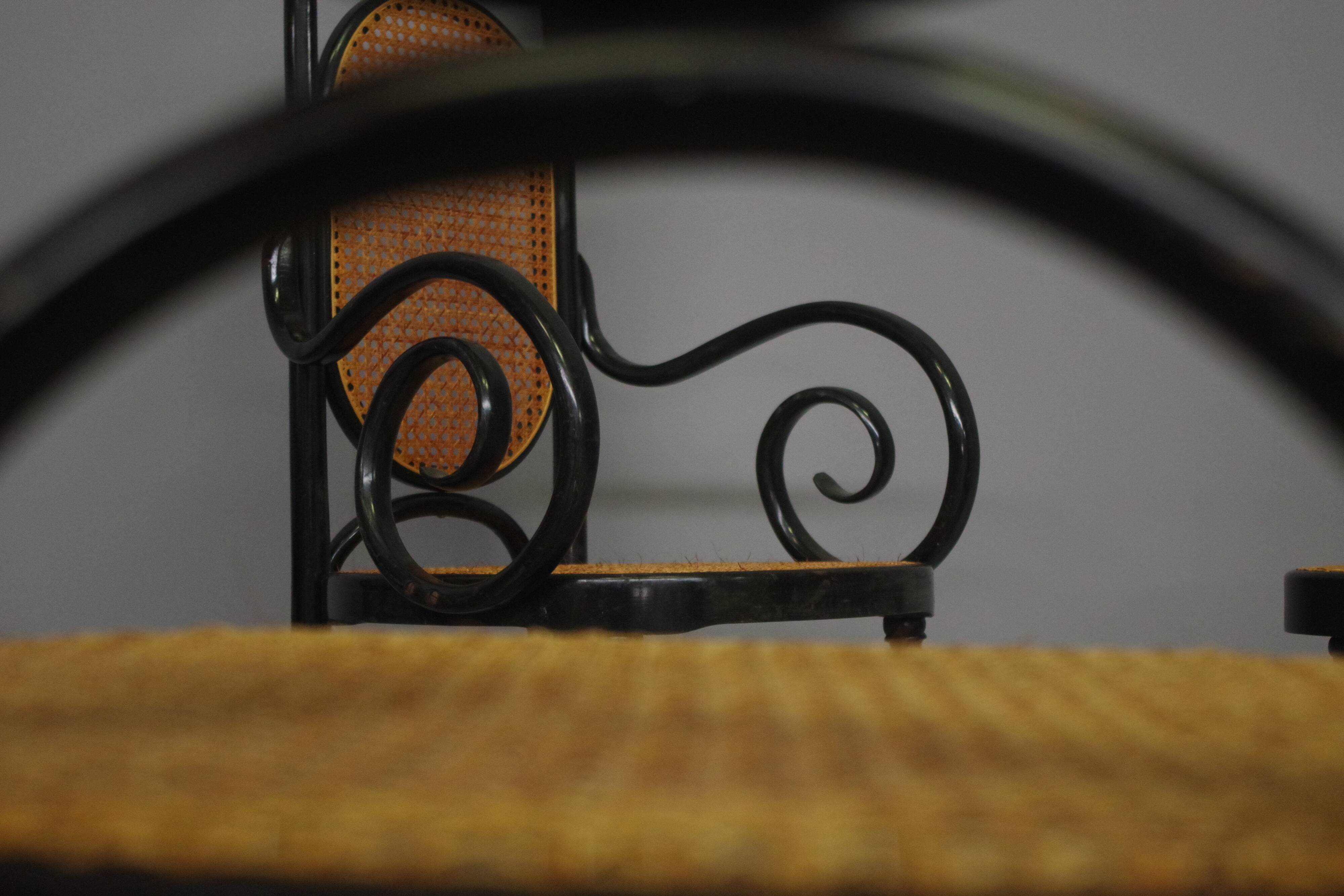 Chairs in bent beech and vienna straw, 1980