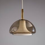 Hanging lamp with smoked Murano glass and opaline inner shade