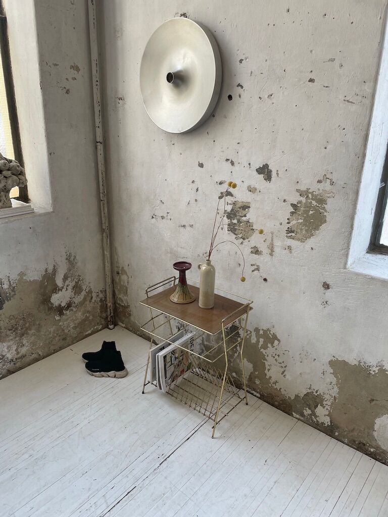 Vintage vinyl bedside side table