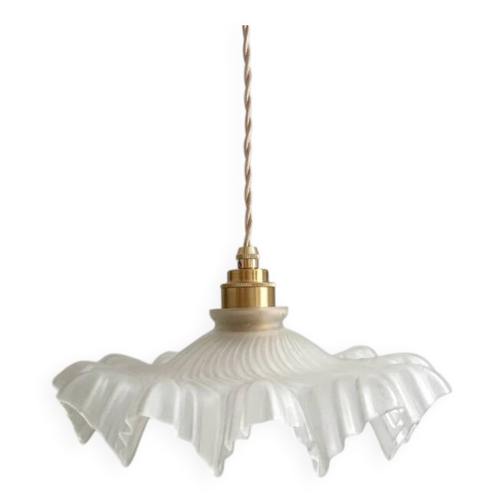 Vintage glass frilled/ruffled pendant