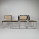 4 tubular frame and cane cantilever dining chairs by Marcel Breuer, Italy, 1970s
